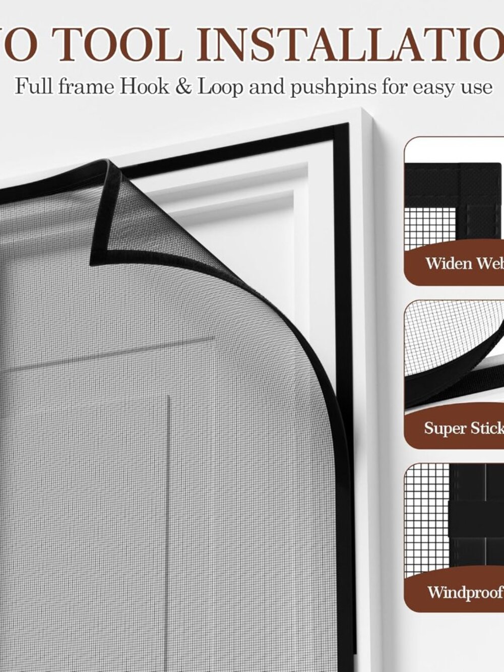 Magnetic Screen Door for 32x80 Doors, Screen Size 34"x81" High-Density Fiberglas - Picture 5 of 8